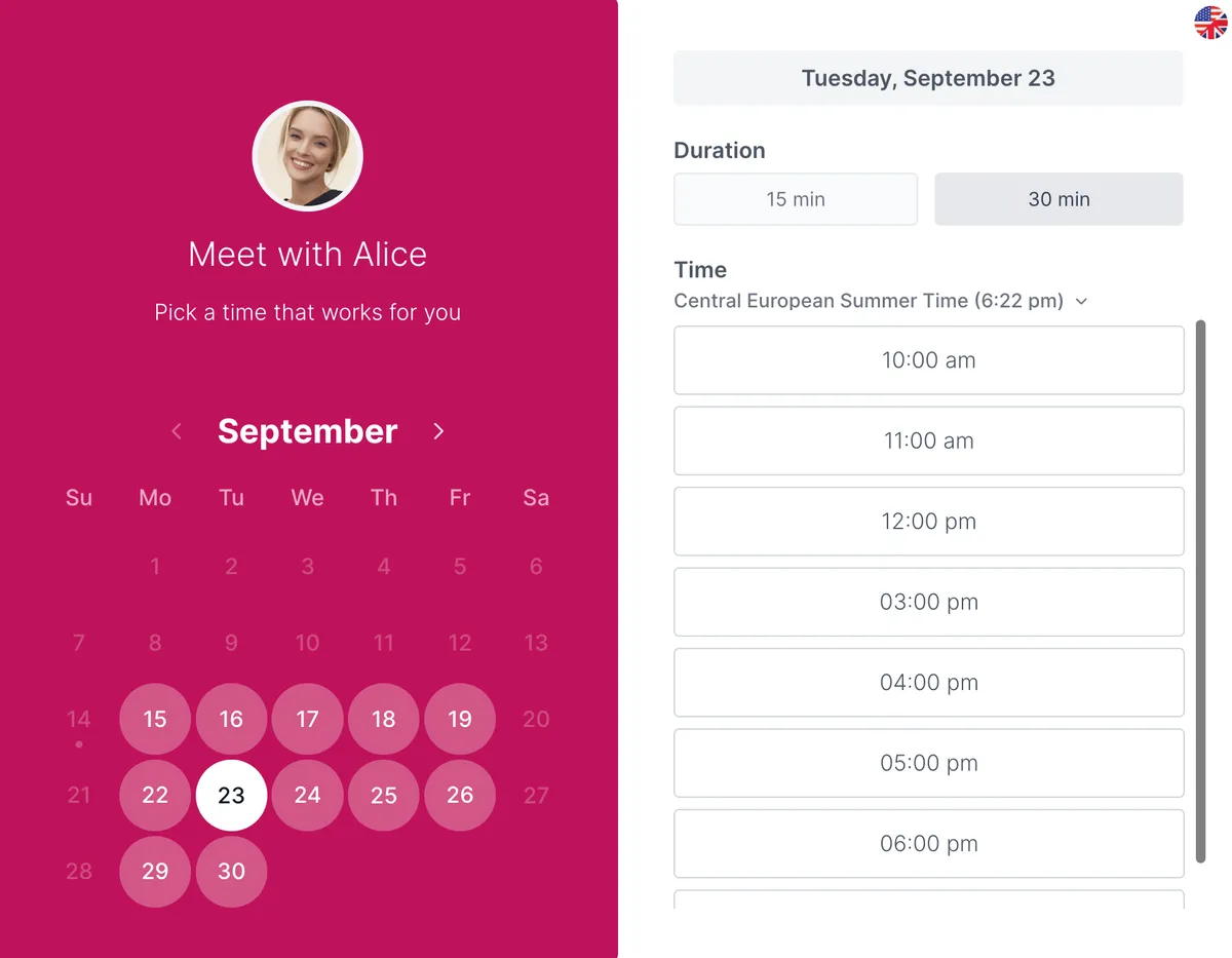 Get your own personalized booking pages
