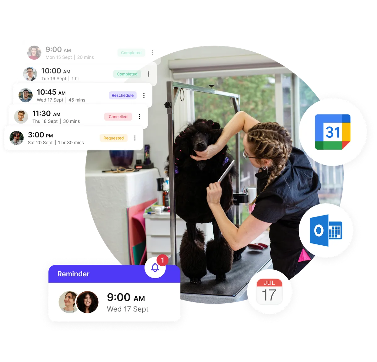 dog grooming scheduling app reminder feature
