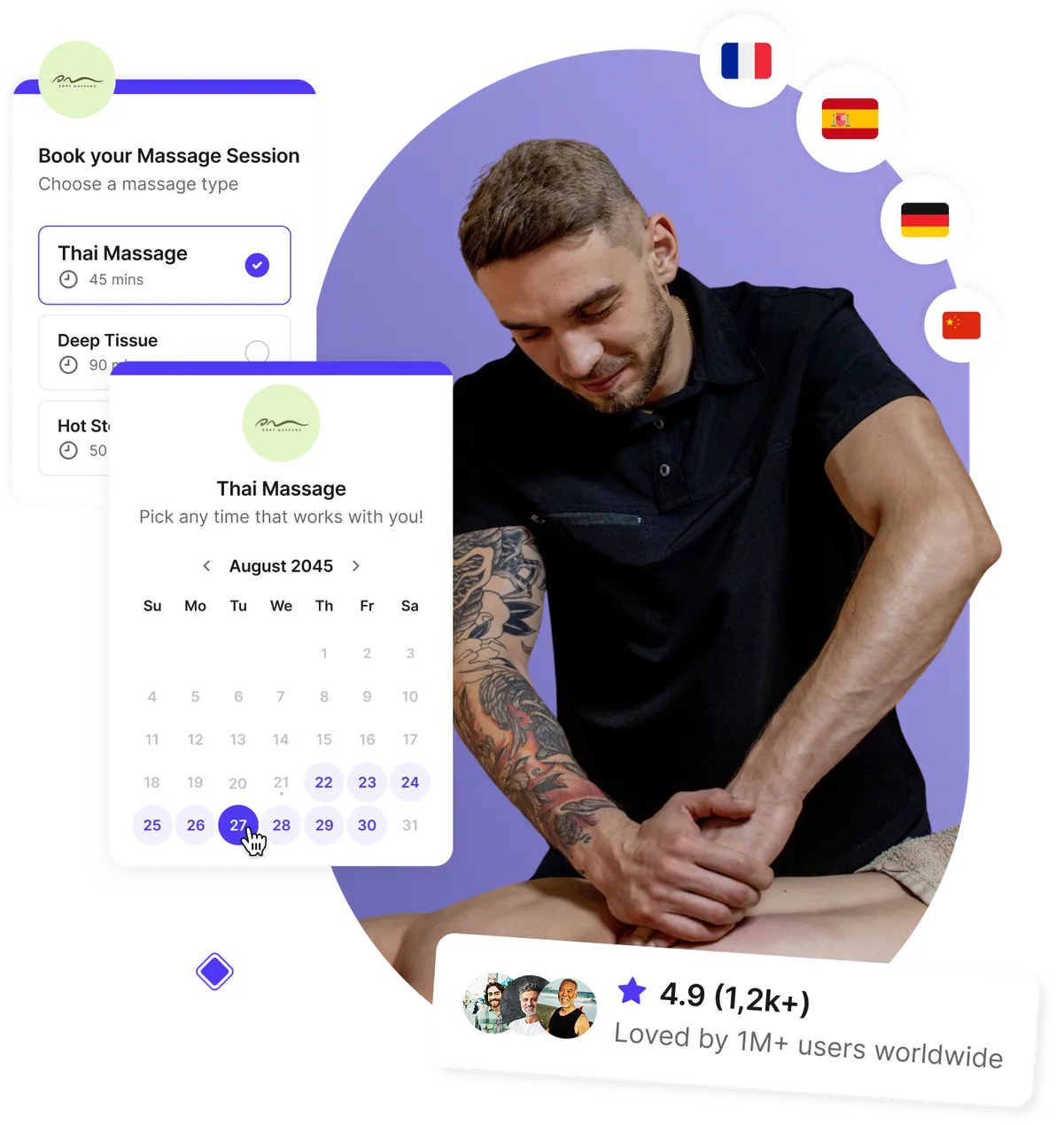 Massage scheduling software for therapists and studios