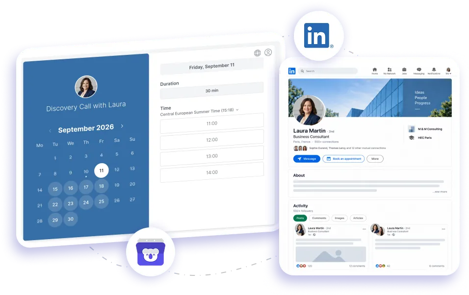 LinkedIn integration with Koalendar