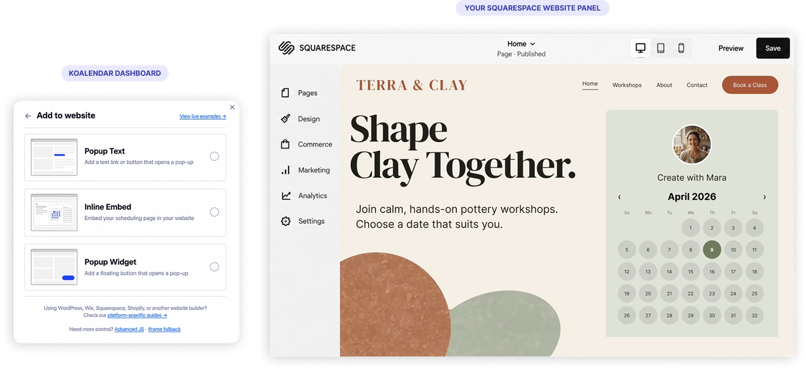 A booking page for your Squarespace site