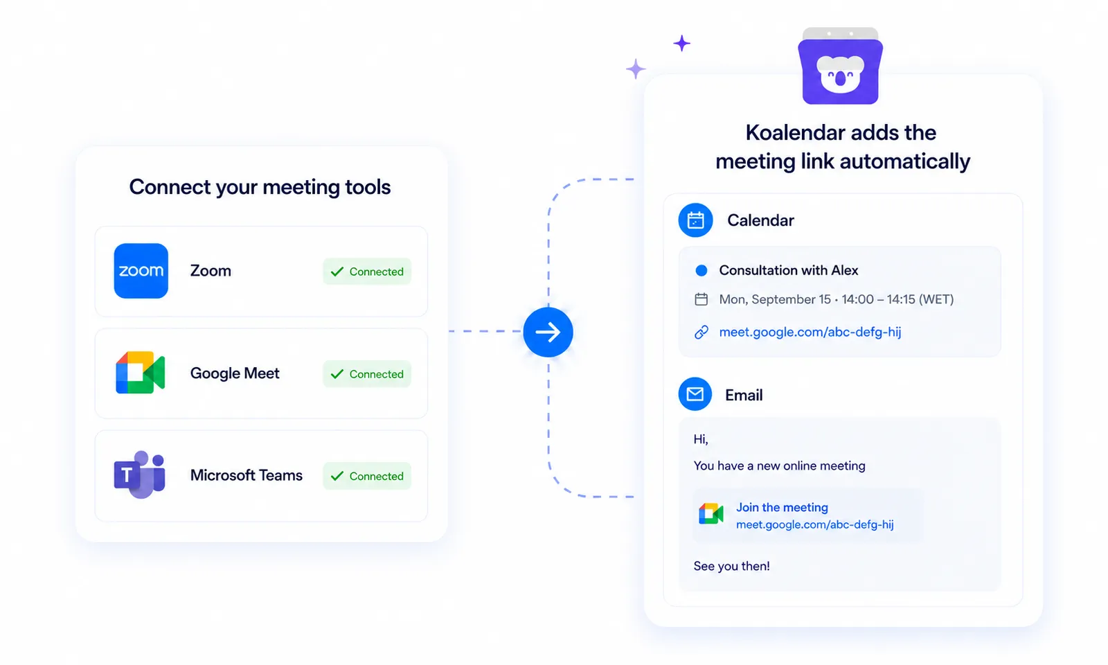 Koalendar schedule meetings online screenshot